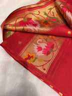 Pastel pink pure paithani swan & peacock border saree
