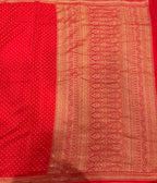Red small butta pure benarasi crepe silk saree