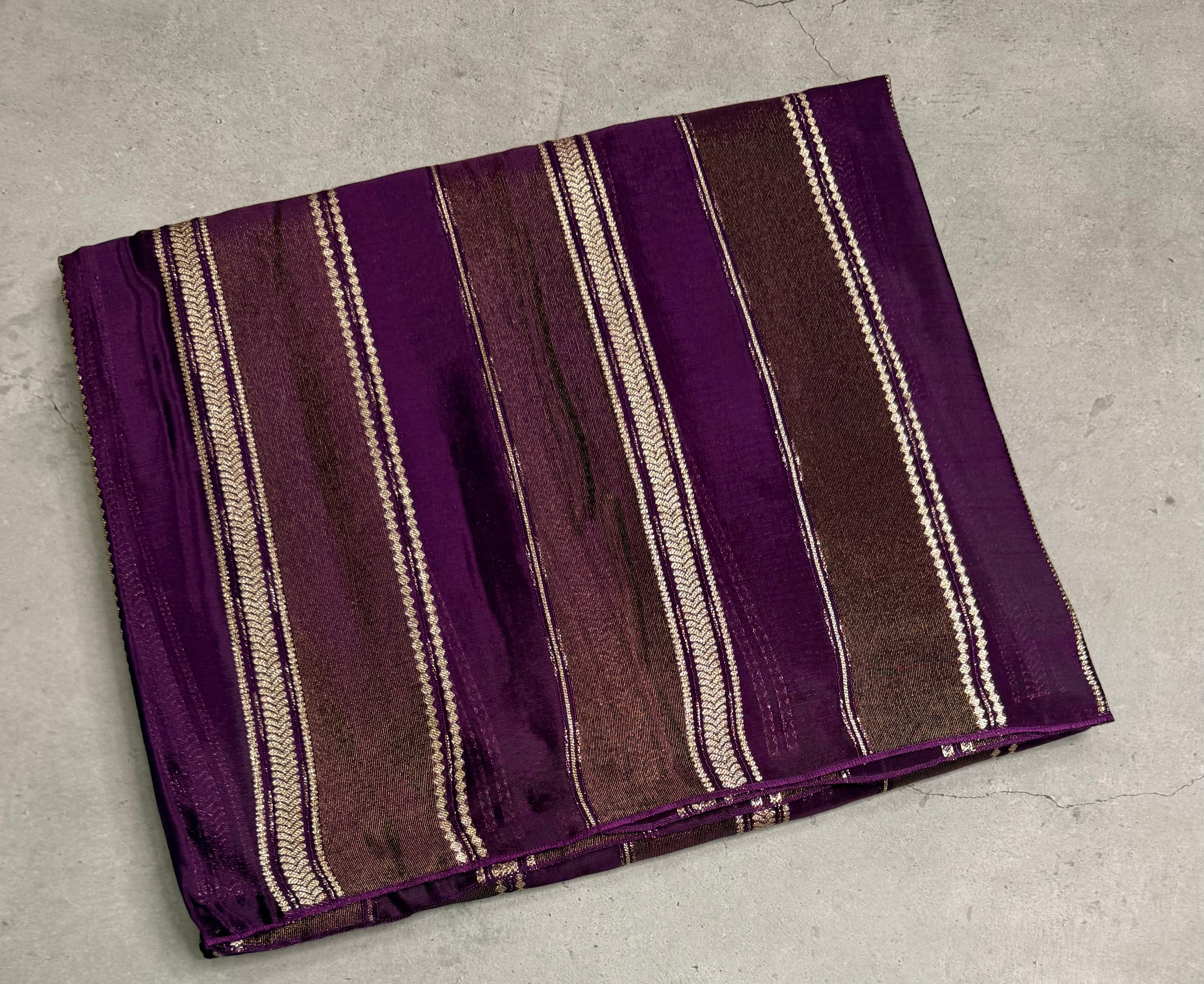 Purple stripes chinnon crepe 107 saree