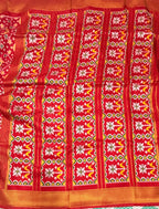 Red small border tusser Paithani saree