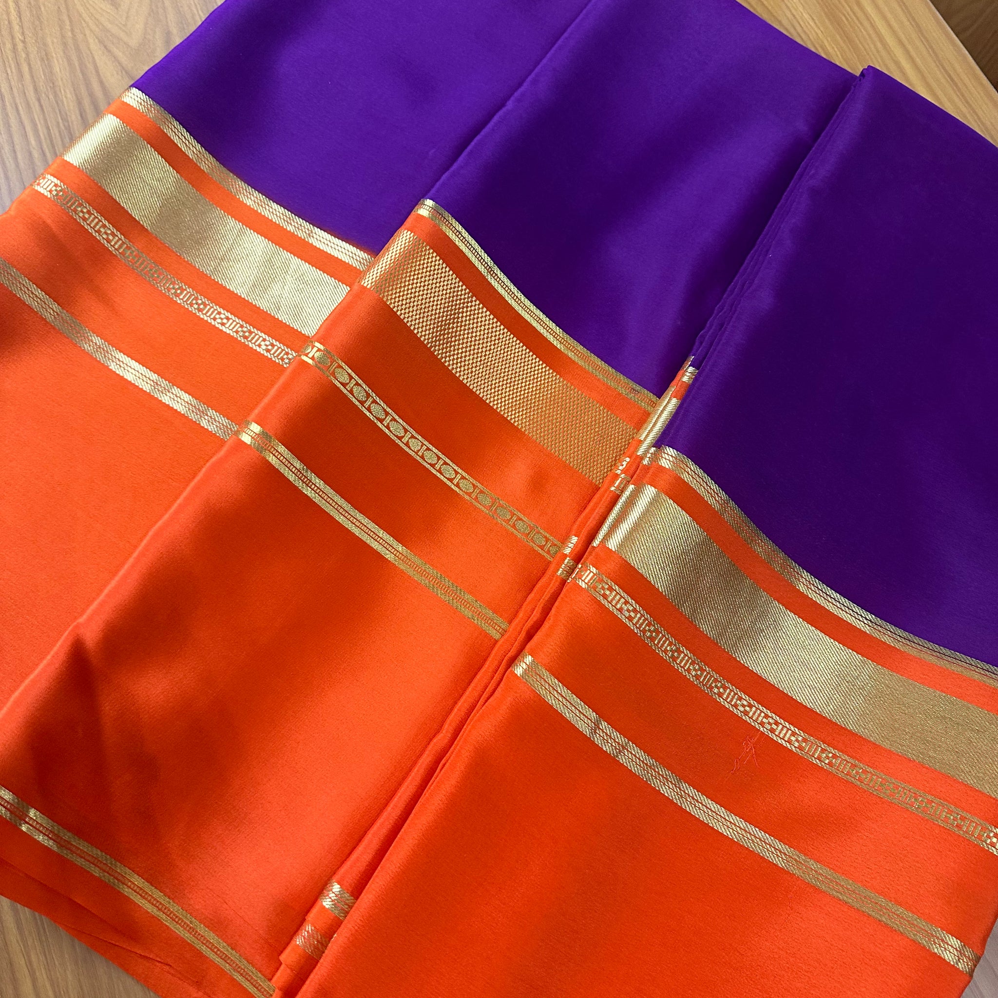Brinjal purple with orange 2D pattern 120 gsm