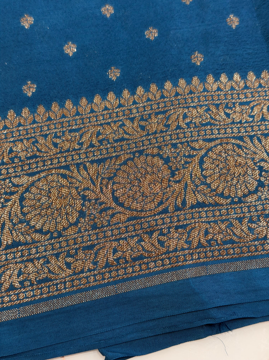 Peacock blue Banaras blouse material 1 mtr