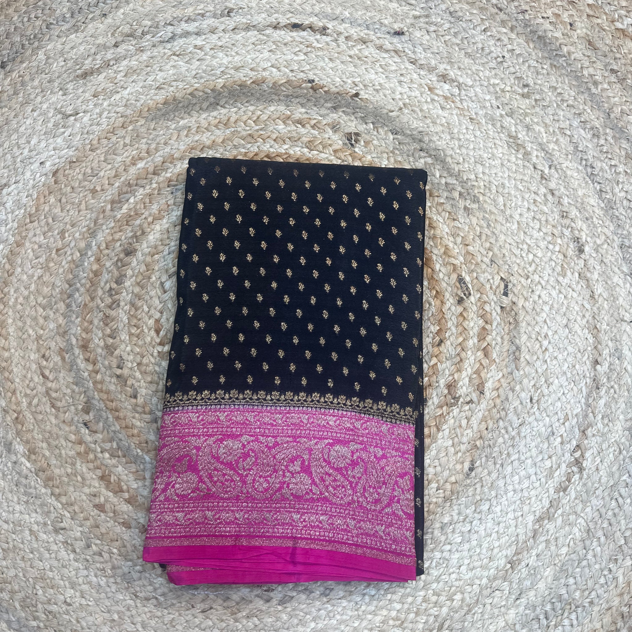 Black and pink crepe chiffon sarees
