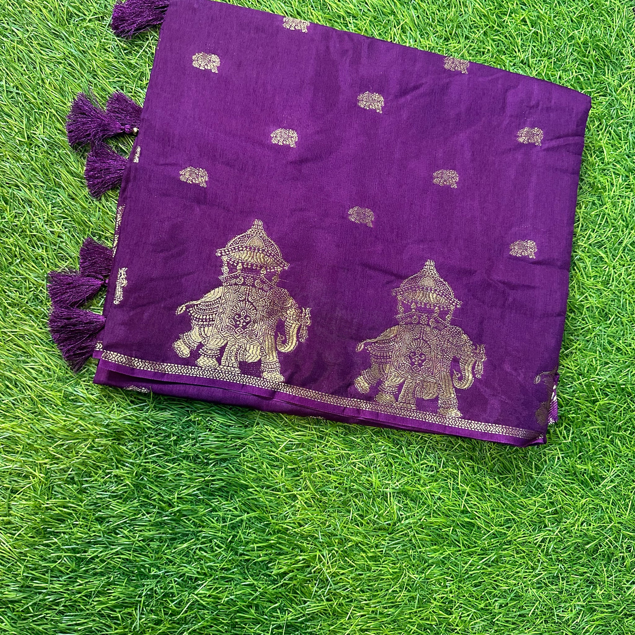 Dola silk in elephant border