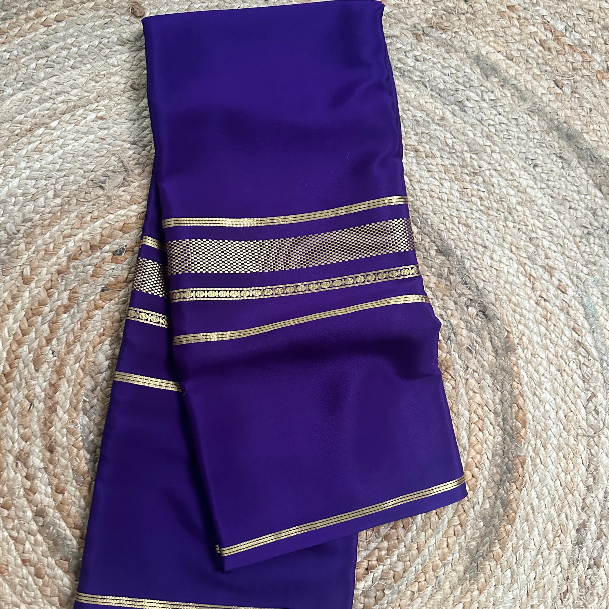 Purple pure crepe Mysore Silk sarees. 100 gsm.