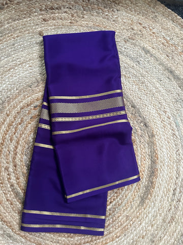 Purple pure crepe Mysore Silk sarees. 100 gsm.