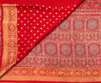 Red Kanchi border pure Ajrak dola sarees