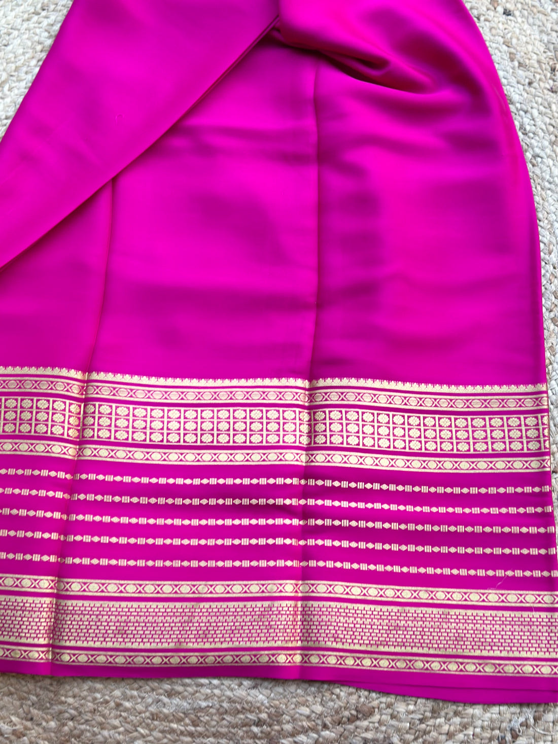 Rani pink pure crepe Mysore Silk sarees 120 gsm
