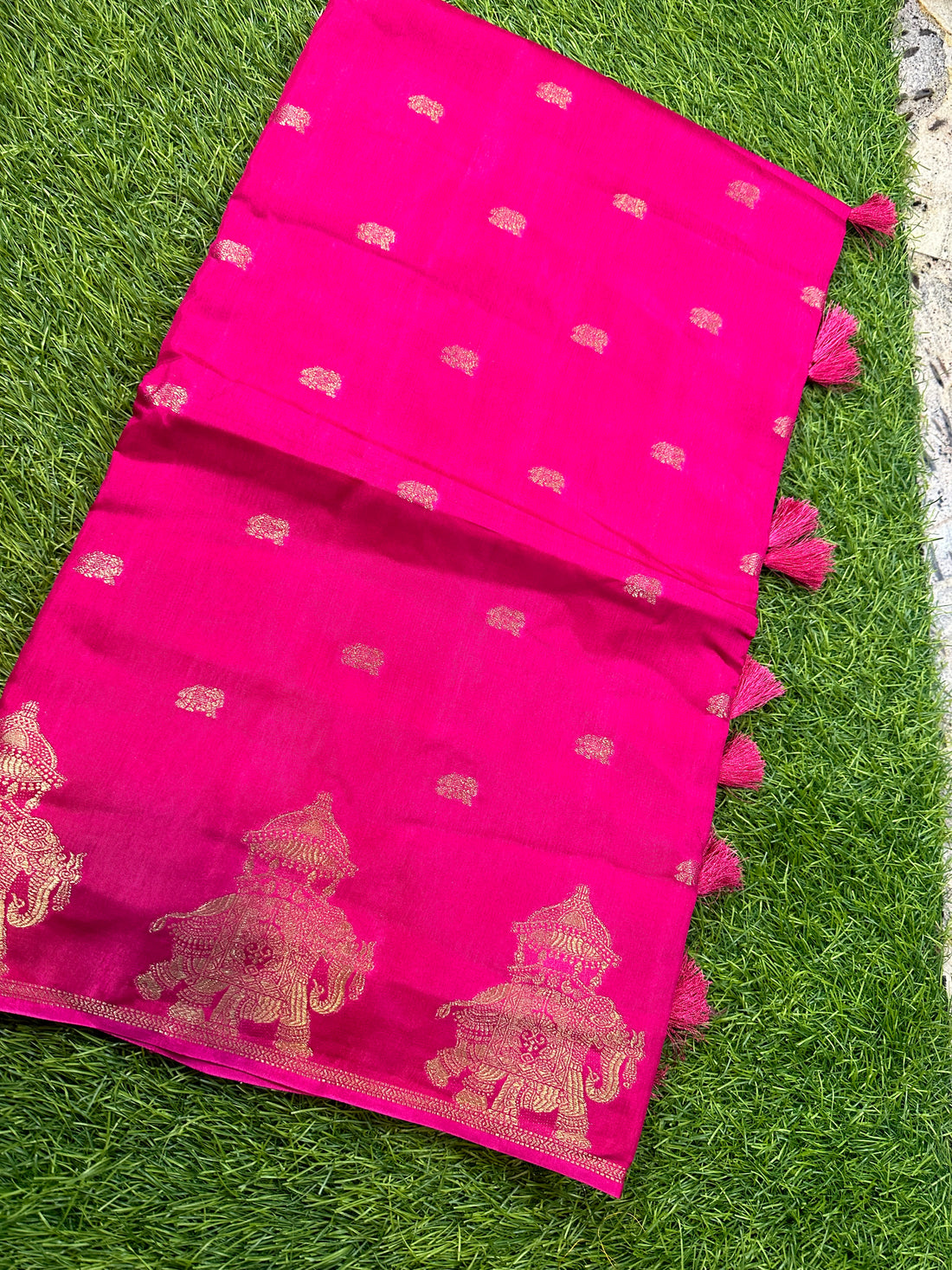 Dola silk in elephant border