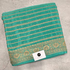 Pastel blue stripes pure benarasi crepe silk saree