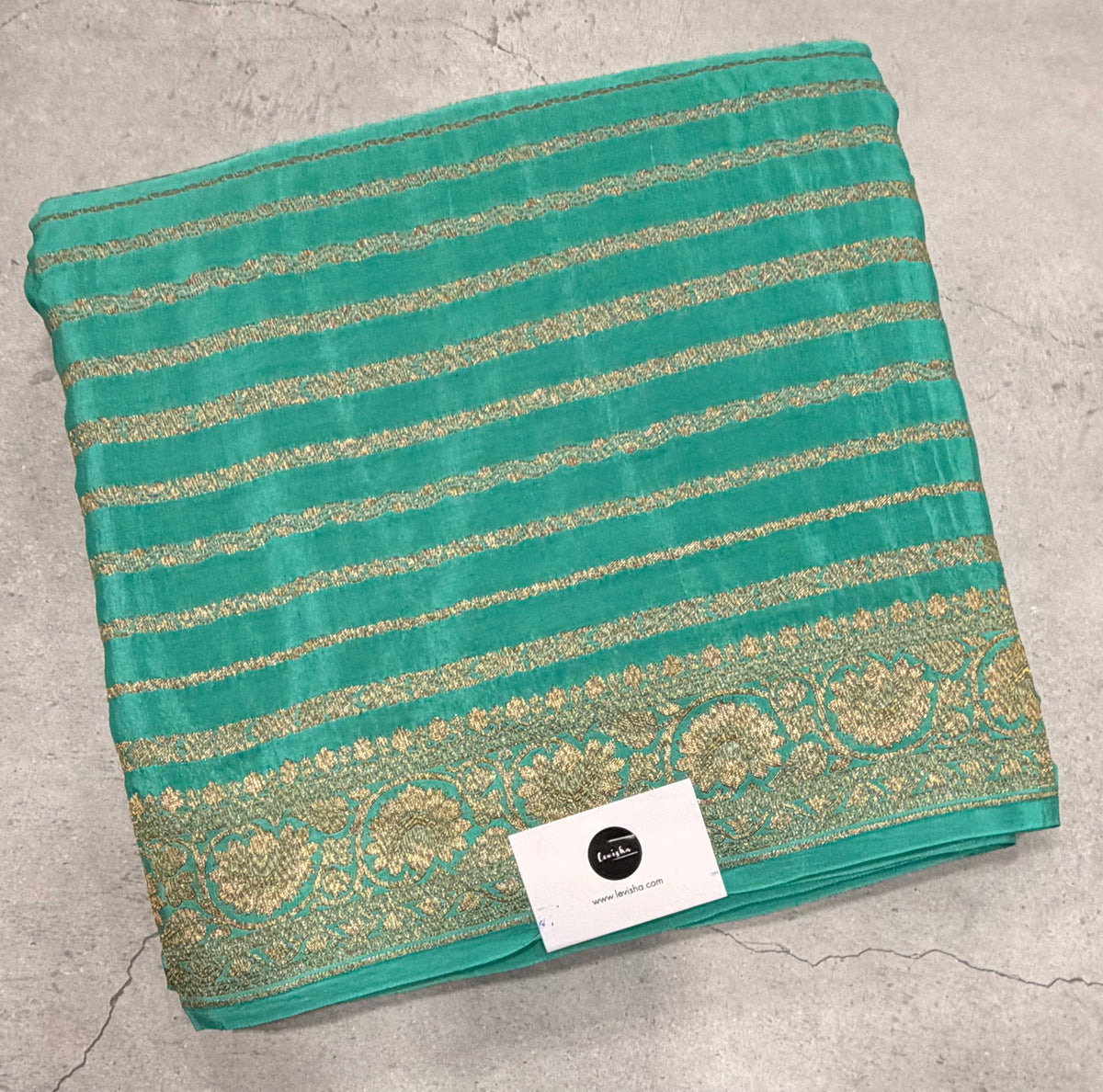 Pastel blue stripes pure benarasi crepe silk saree