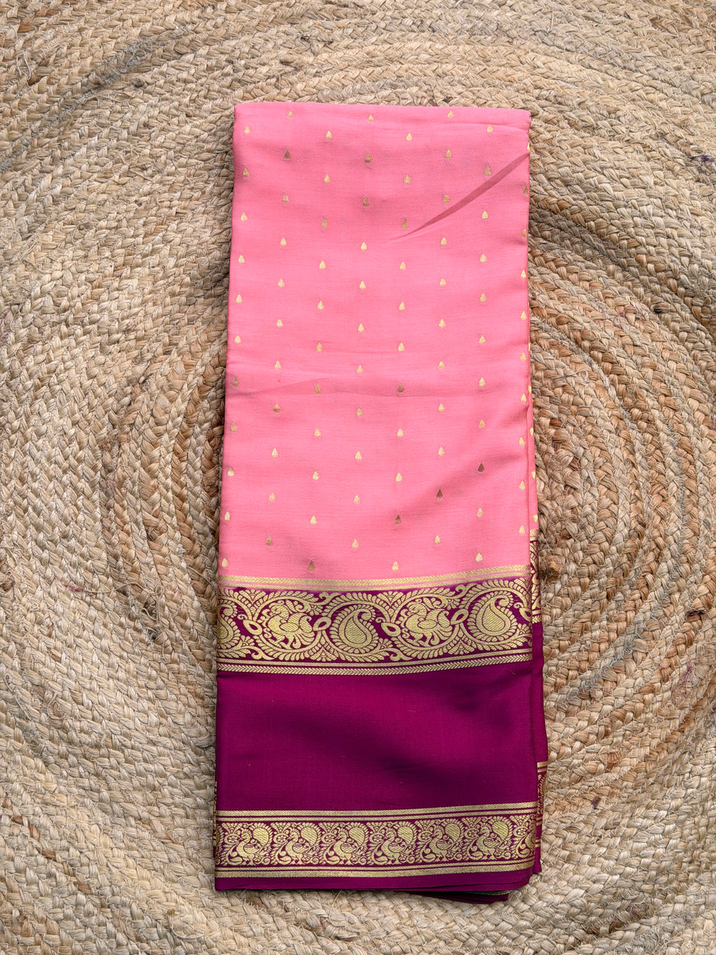 Onion pink and purple 1000 butta pure crepe Mysore silk 120 gsm