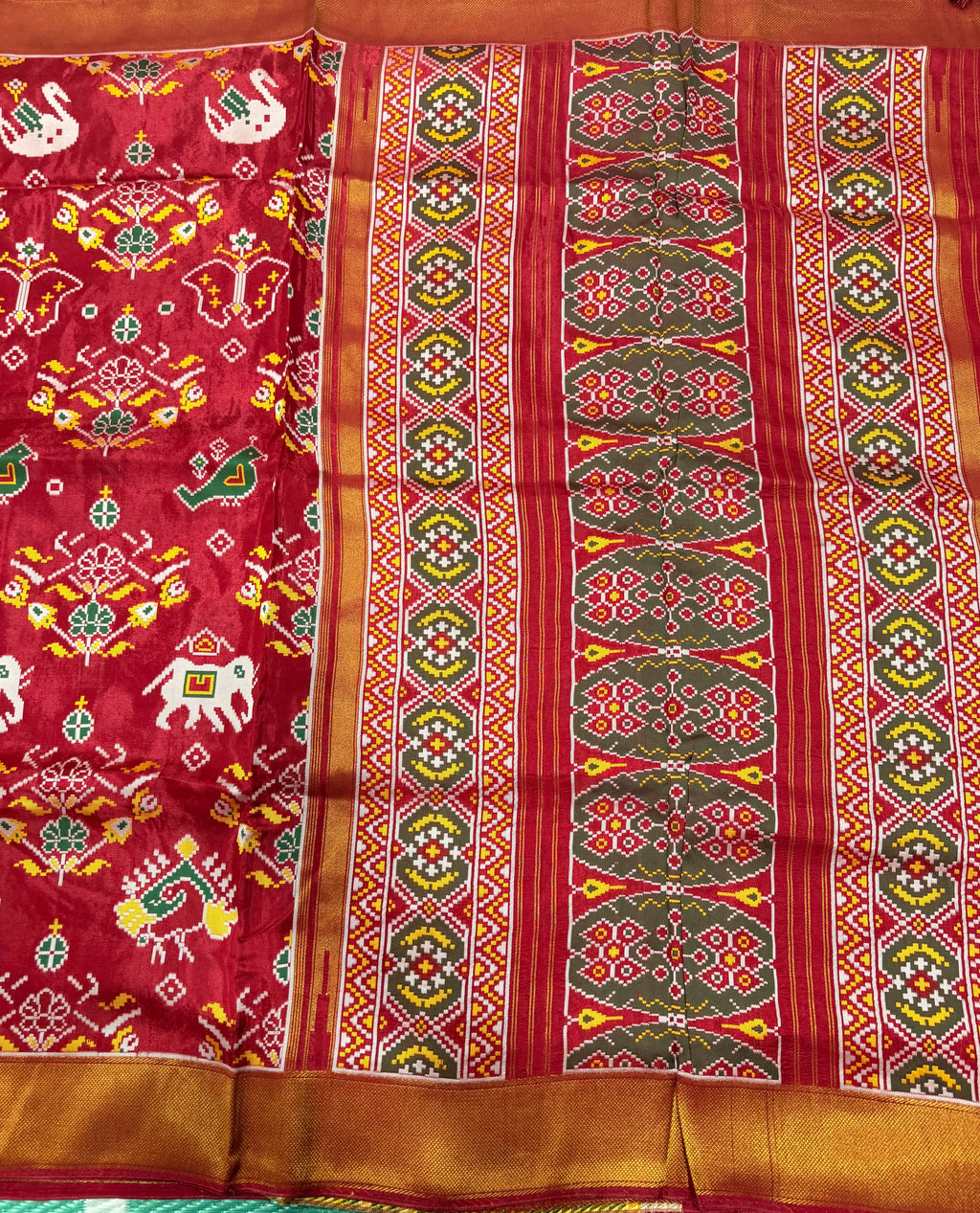 Maroon small border tusser Paithani saree