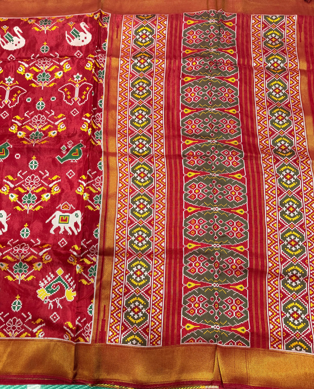 Maroon small border tusser Paithani saree