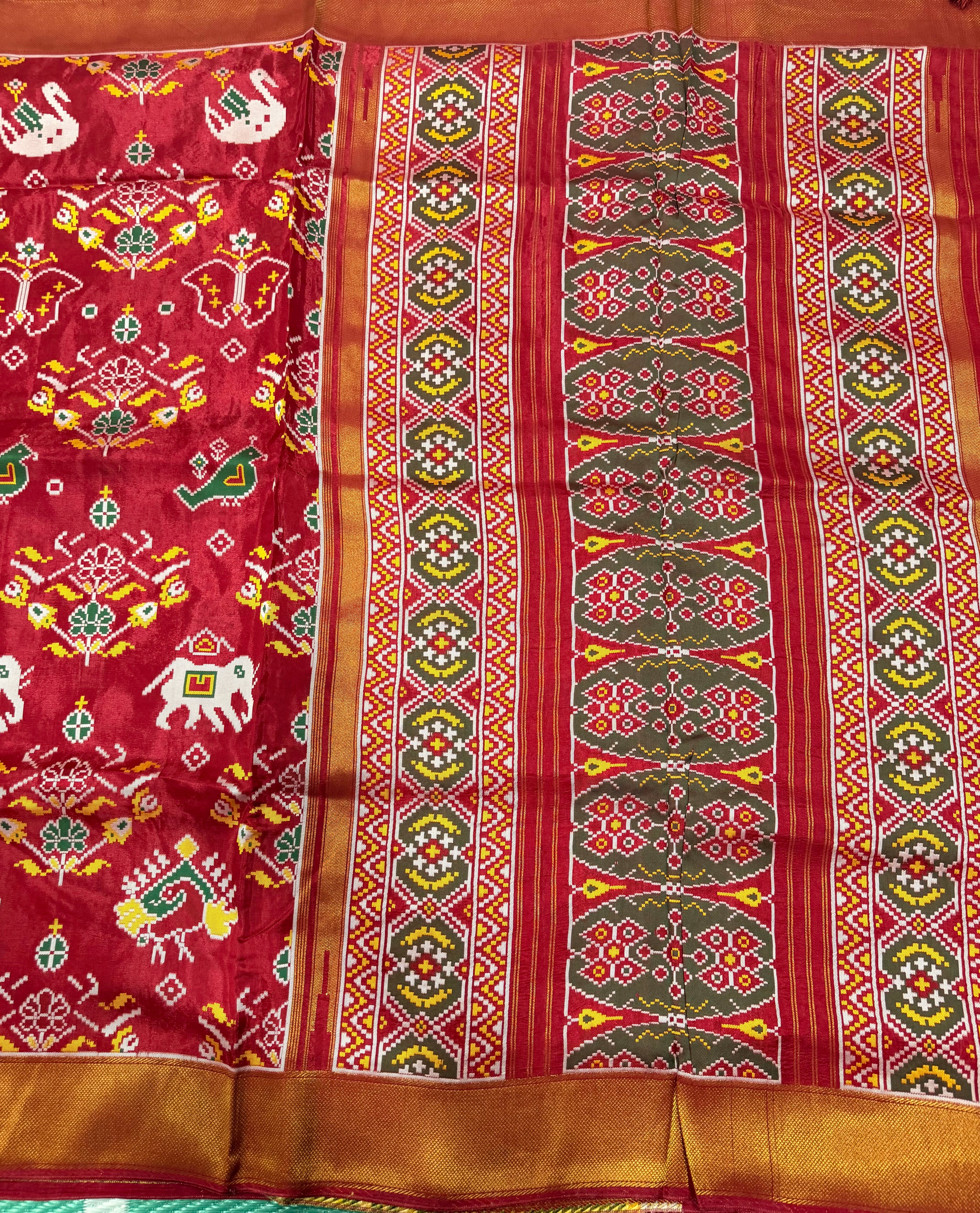 Maroon small border tusser Paithani saree