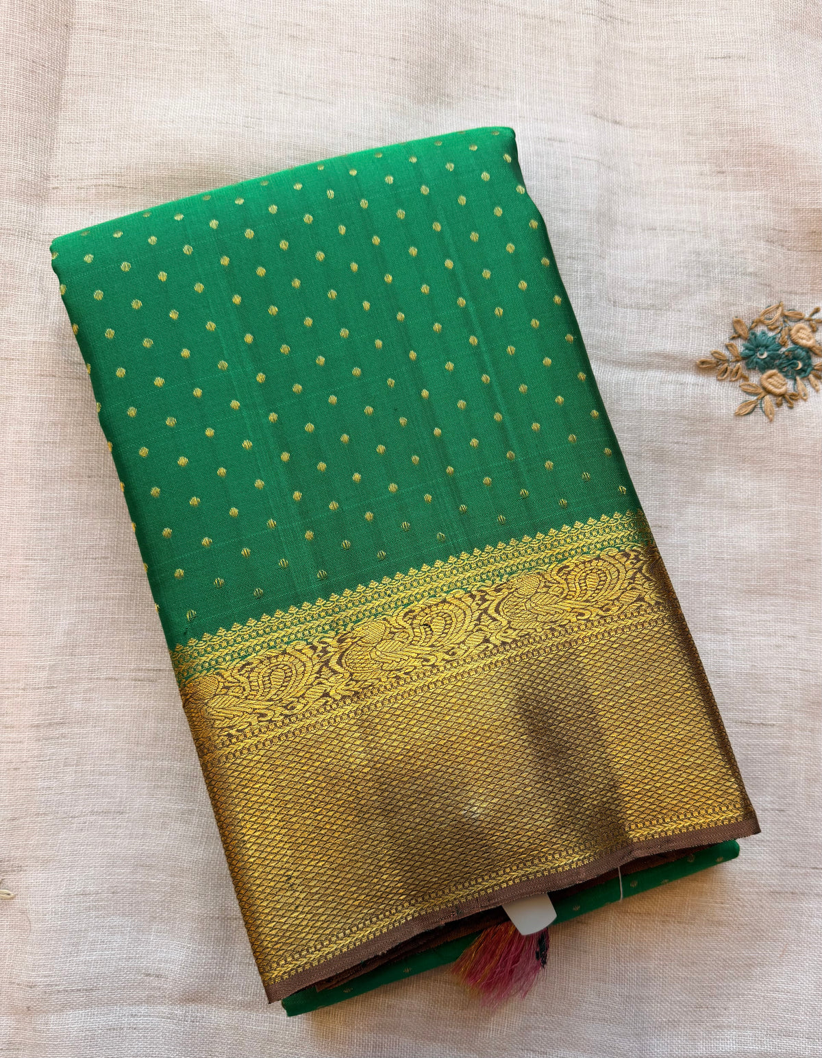 Bottle green 1000 butta pure  Kanjeevaram saree
