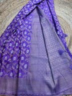 Lavender designer georgette in jaal pattern.