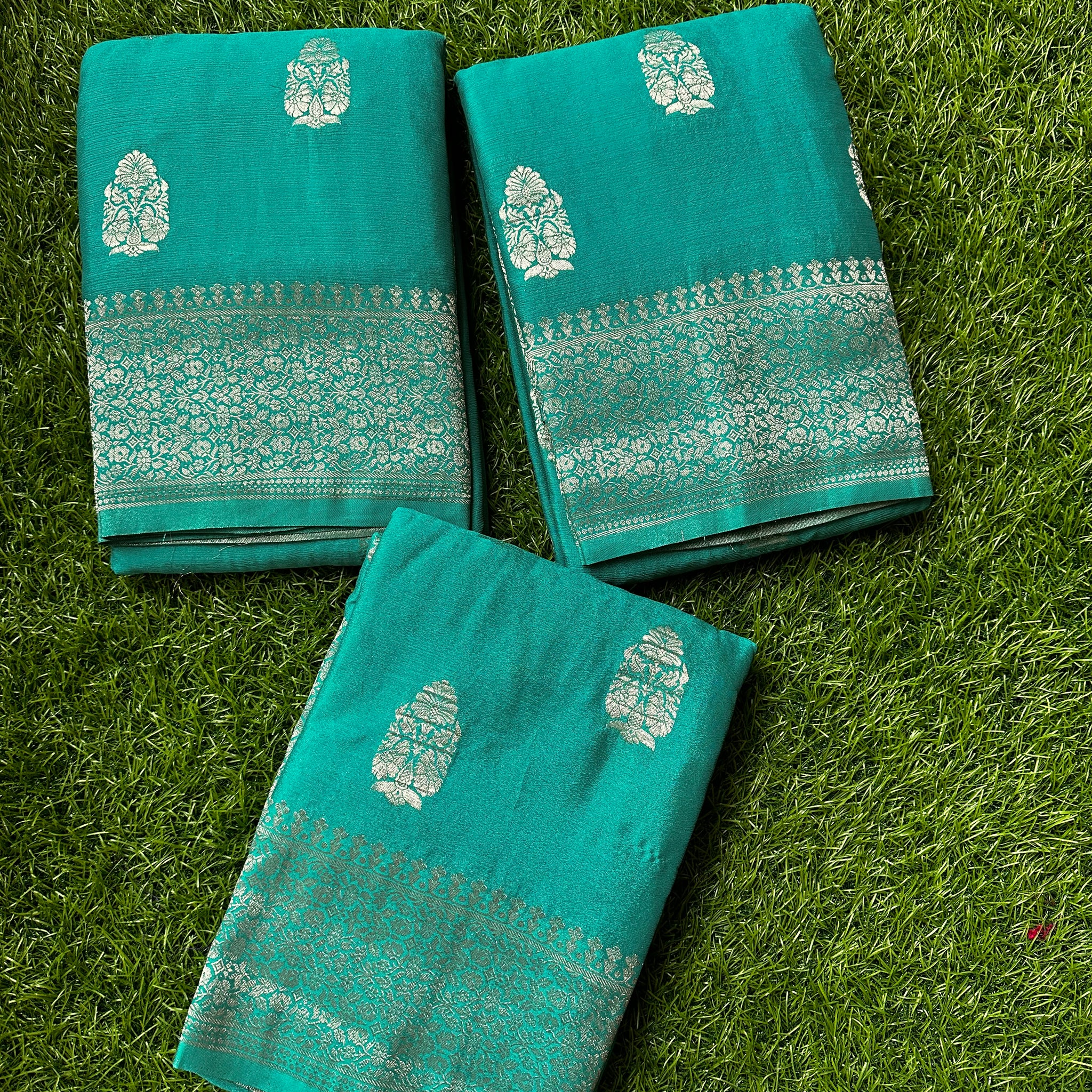 Soft crape big butta. Sky blue colour