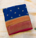 Royal blue 3D pure benarasi crepe silk saree
