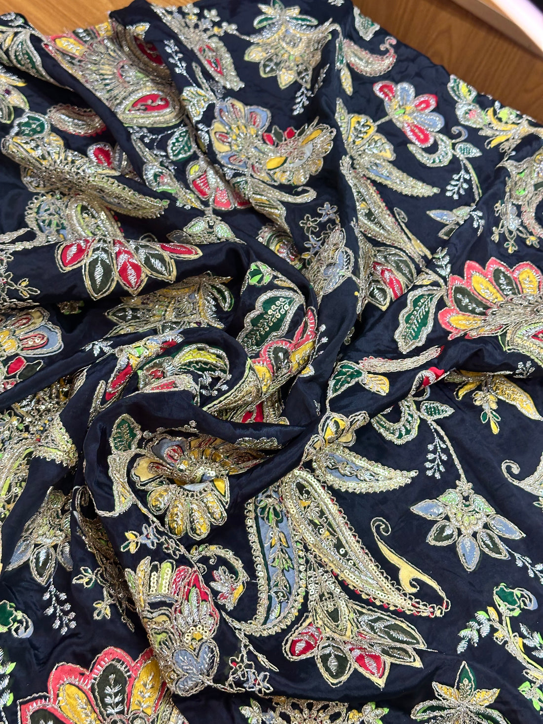 Black kalamkari blouse material 1 MTR