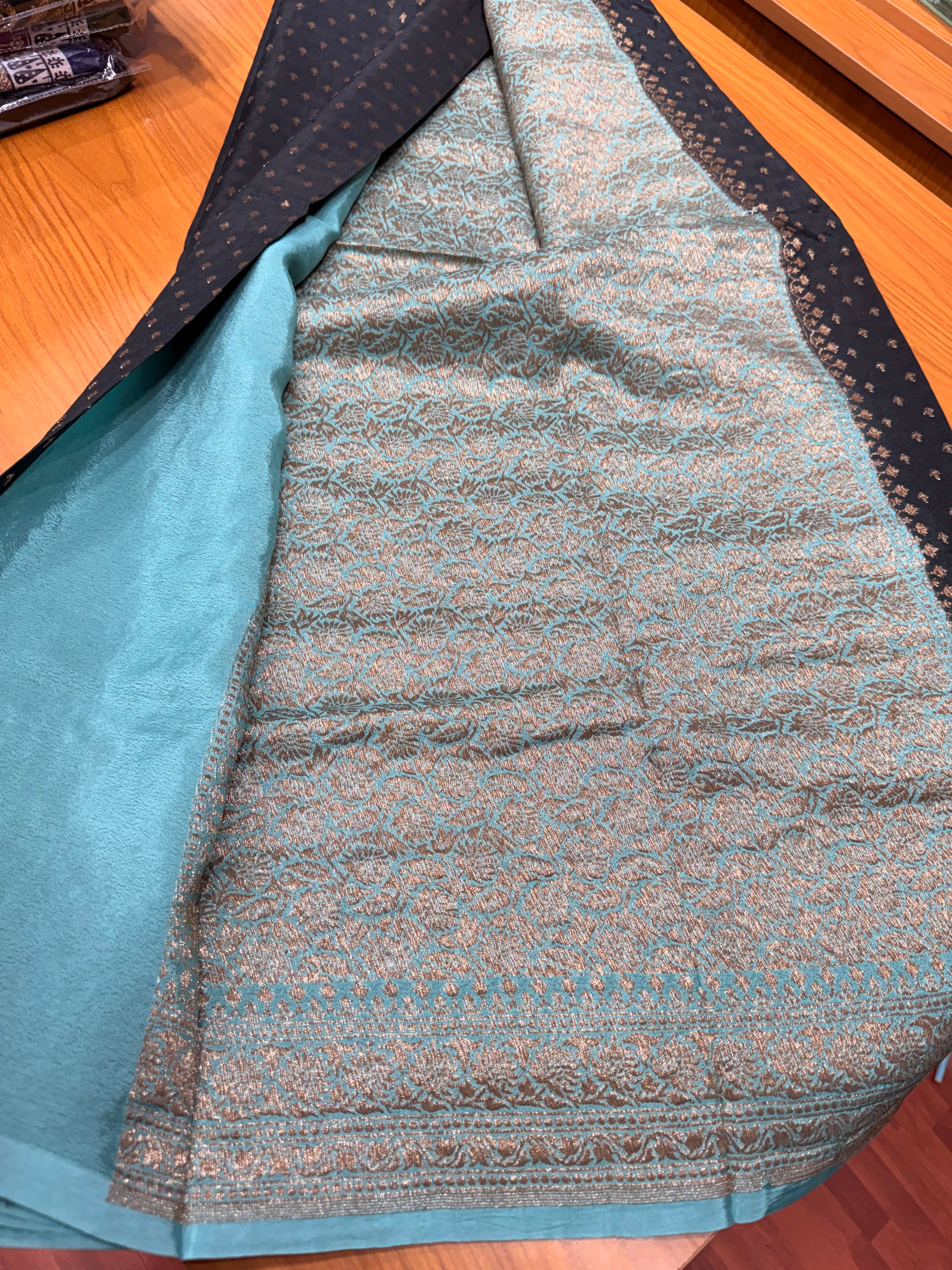 Pure crepe chiffon black and blue