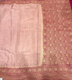 Pastel pink  pure benarasi crepe silk saree