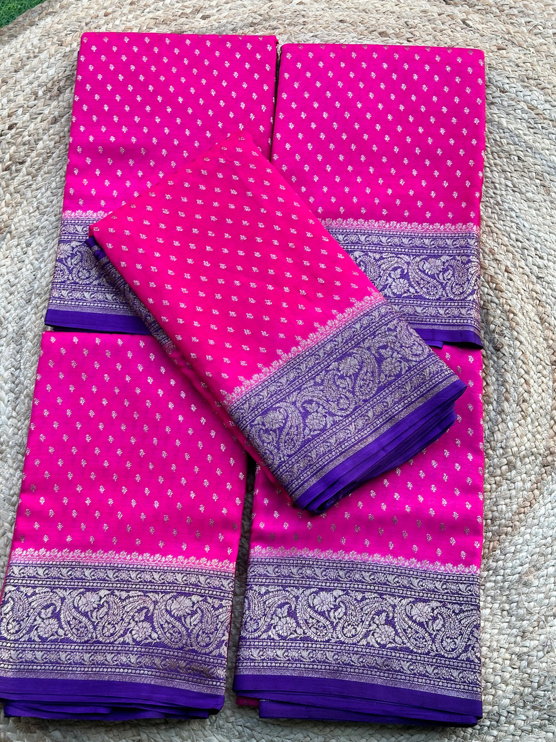 Pink and purple Pure crepe chiffon Banarasi sarees