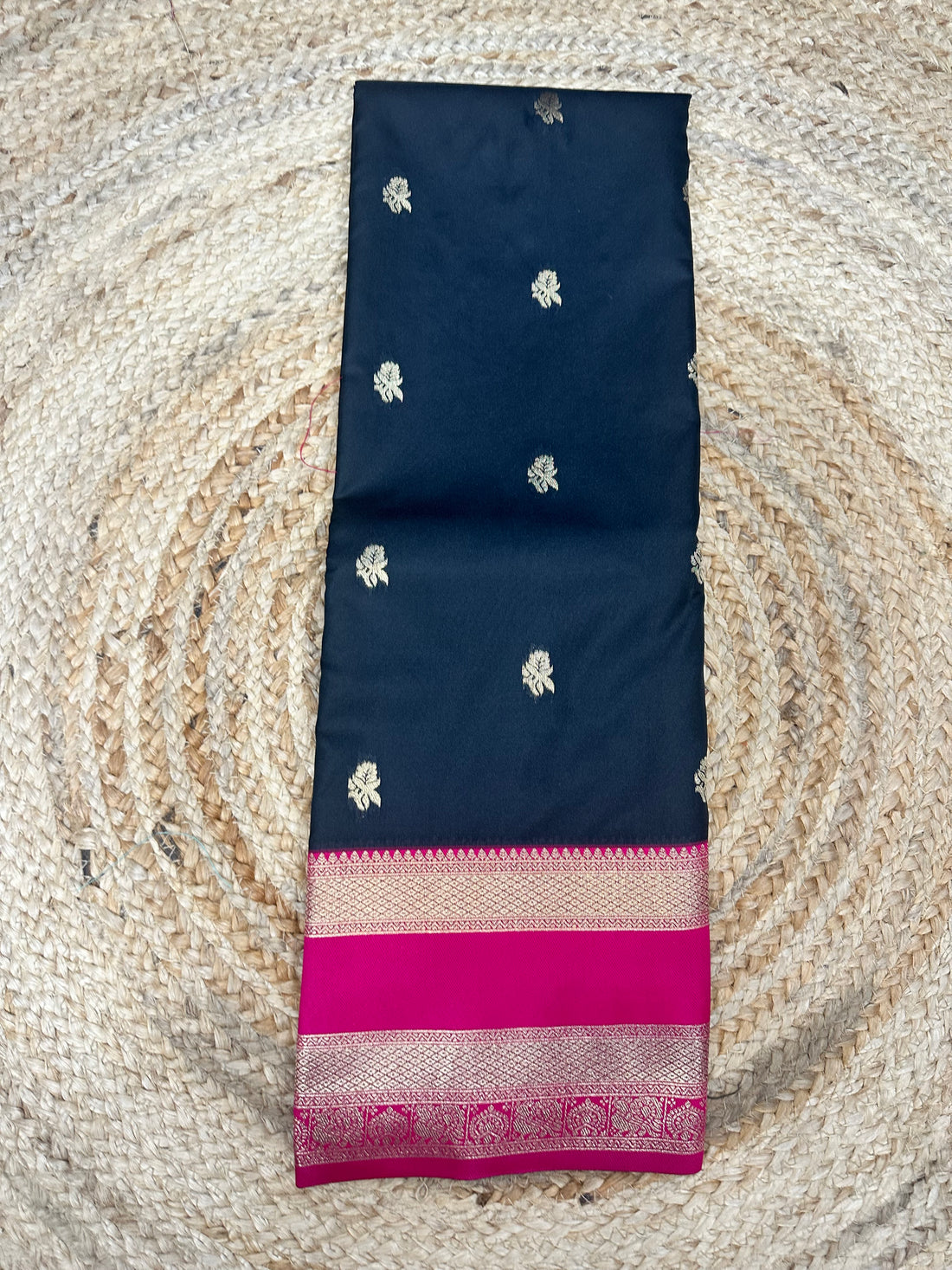 Black and pink semi kanchi sarees
