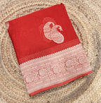 Rust orange mango Butta georgette small border saree