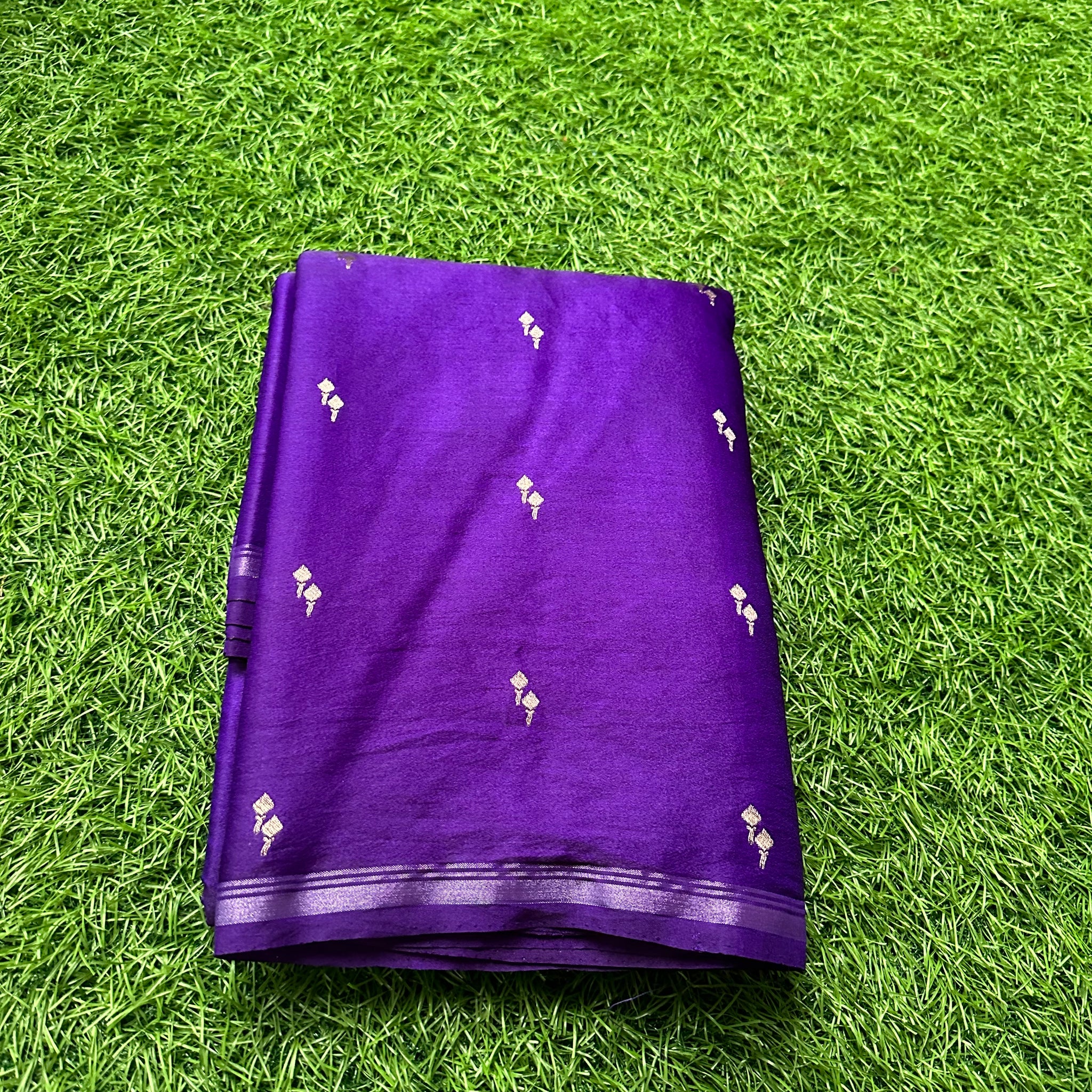 Semi silk sarees. Purple colour with butta blouse