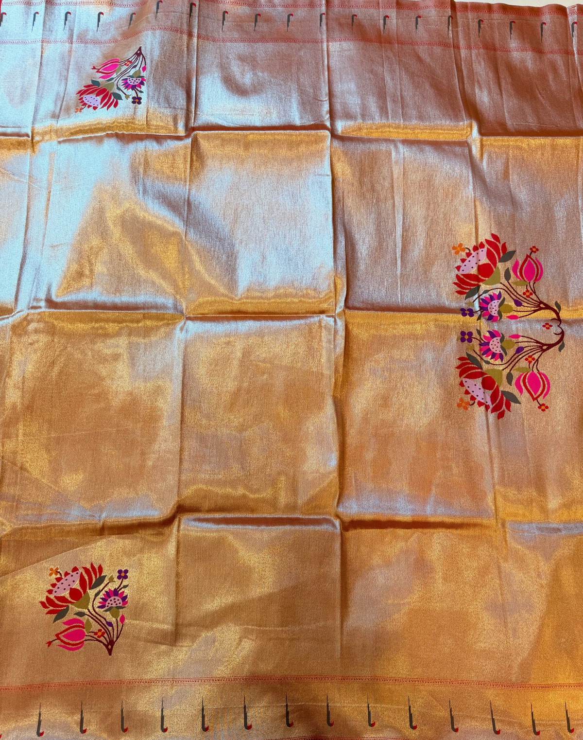 Golden tissue paithani blouse piece -1M