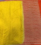Yellow  small butta pure benarasi crepe silk saree