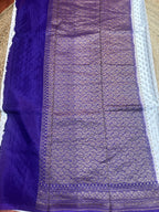 Purple and white crepe chiffon sarees