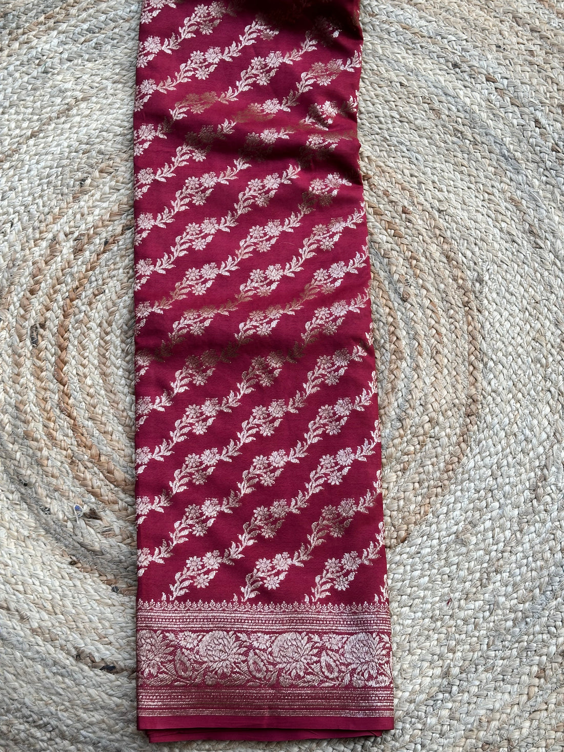 Maroon jaal self crepe chiffon sarees