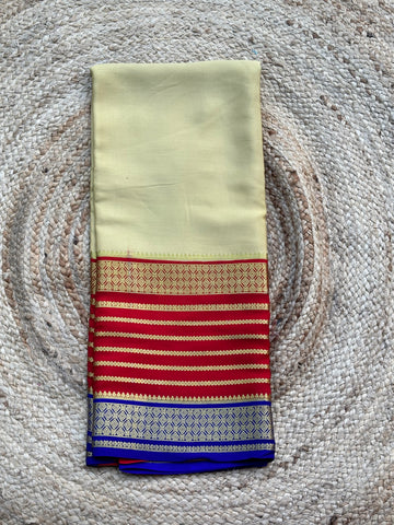 Gold and red Rudrakshi border 120 gsm pure crepe Mysore Silk sarees