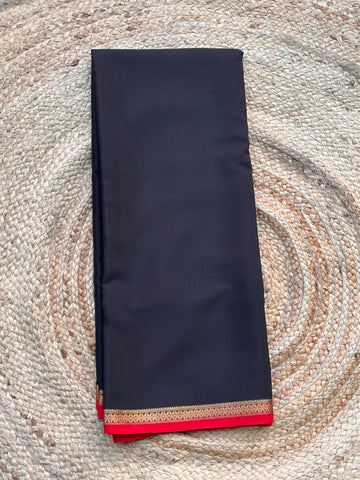 Black and red small border pure crepe Mysore Silk sarees