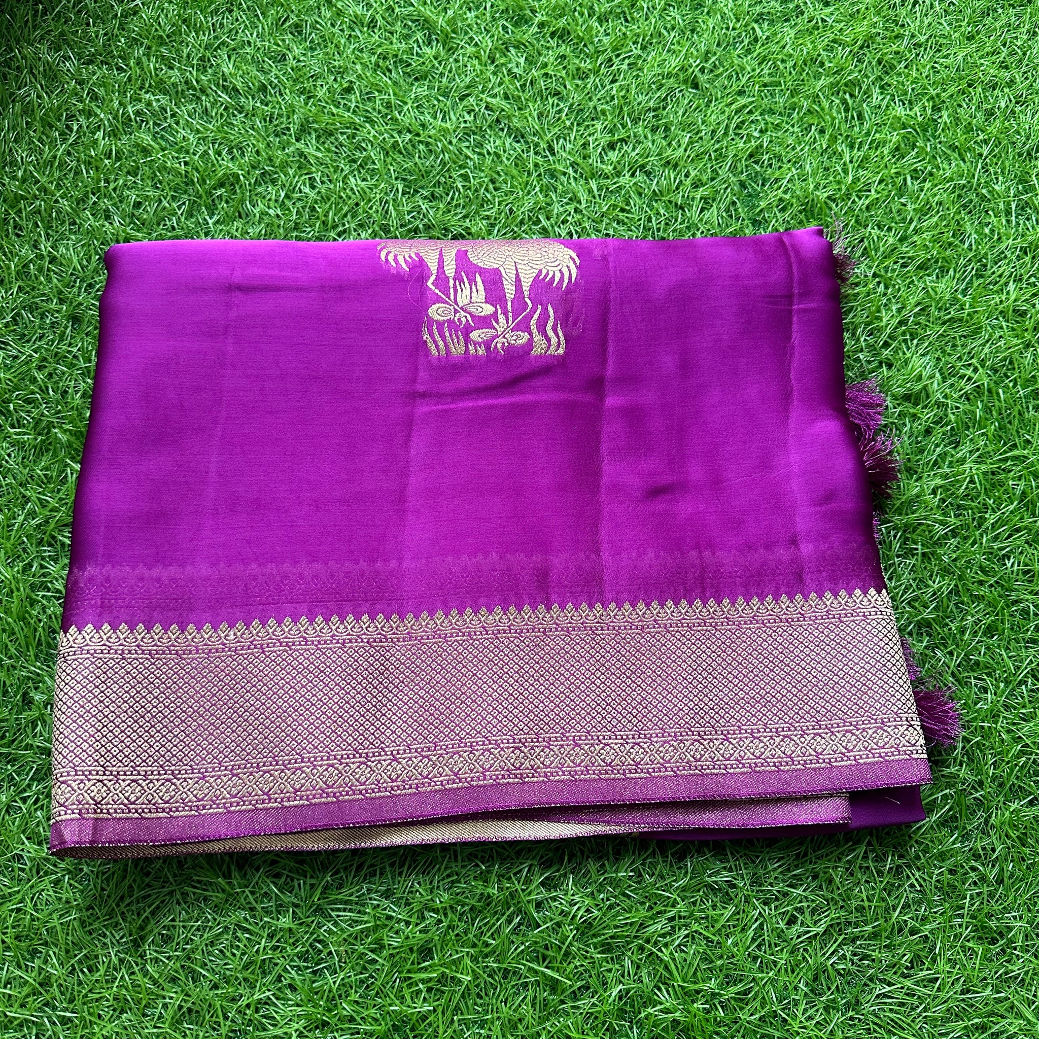 Mejentha pure satin silk saree with butta blouse