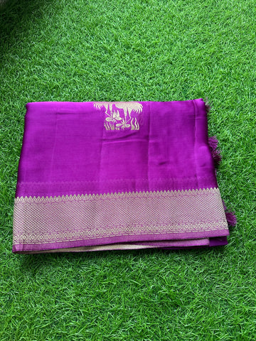 Mejentha pure satin silk saree with butta blouse