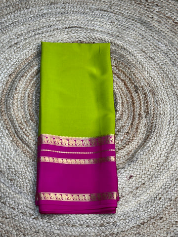 Parrot green and pink Eliphant bentex border 120 gsm