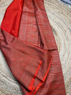 Orange brocade crepe chiffon sarees.