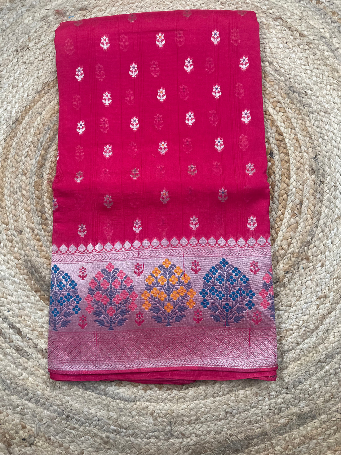 Pink pure Paithani border tusser
