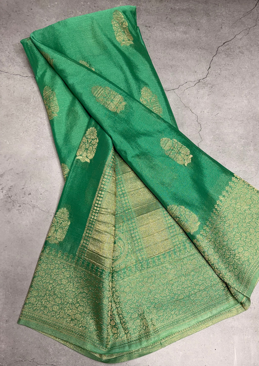 Light sea green big butta 107 designer soft crepe silk saree