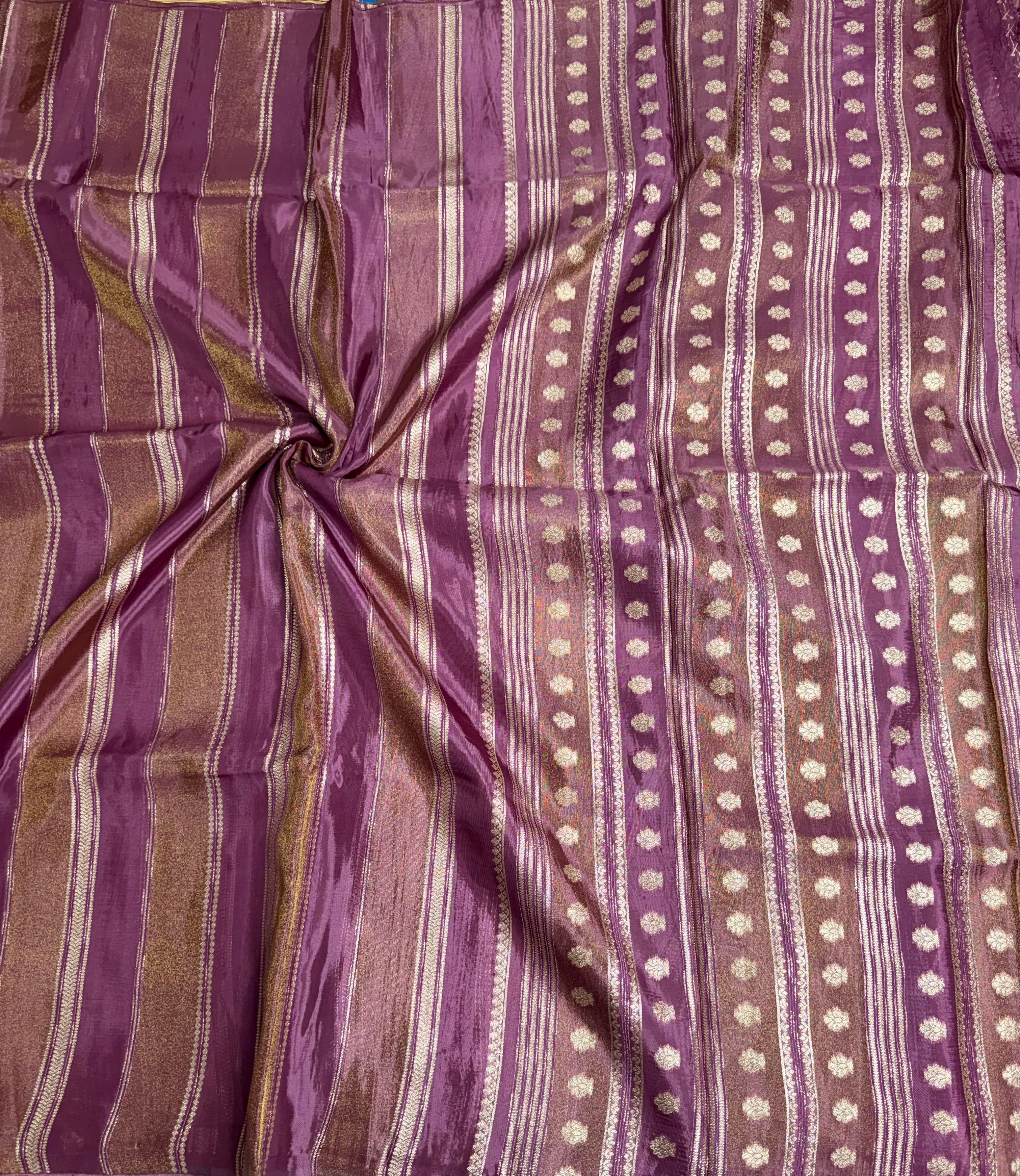 Light purple stripes chinnon crepe 107 saree