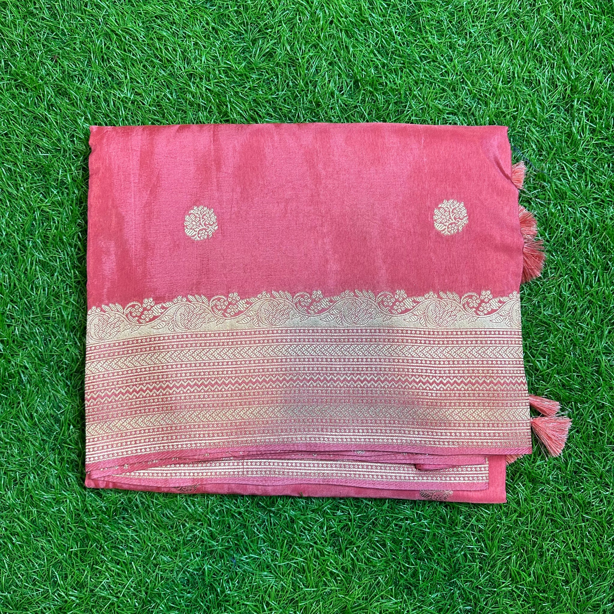 Pink dola silk saree with designer blouse