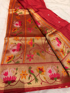 Pastel pink pure paithani swan & peacock border saree