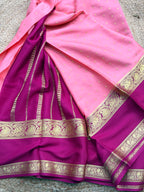 Onion pink and purple 1000 butta pure crepe Mysore silk 120 gsm