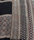 Black  pure Ajrak dola sarees