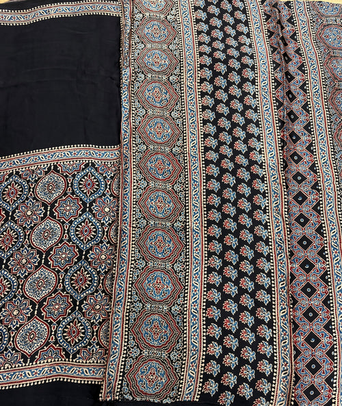 Black  pure Ajrak dola sarees