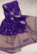 Purple big butta 107 designer soft crepe silk saree