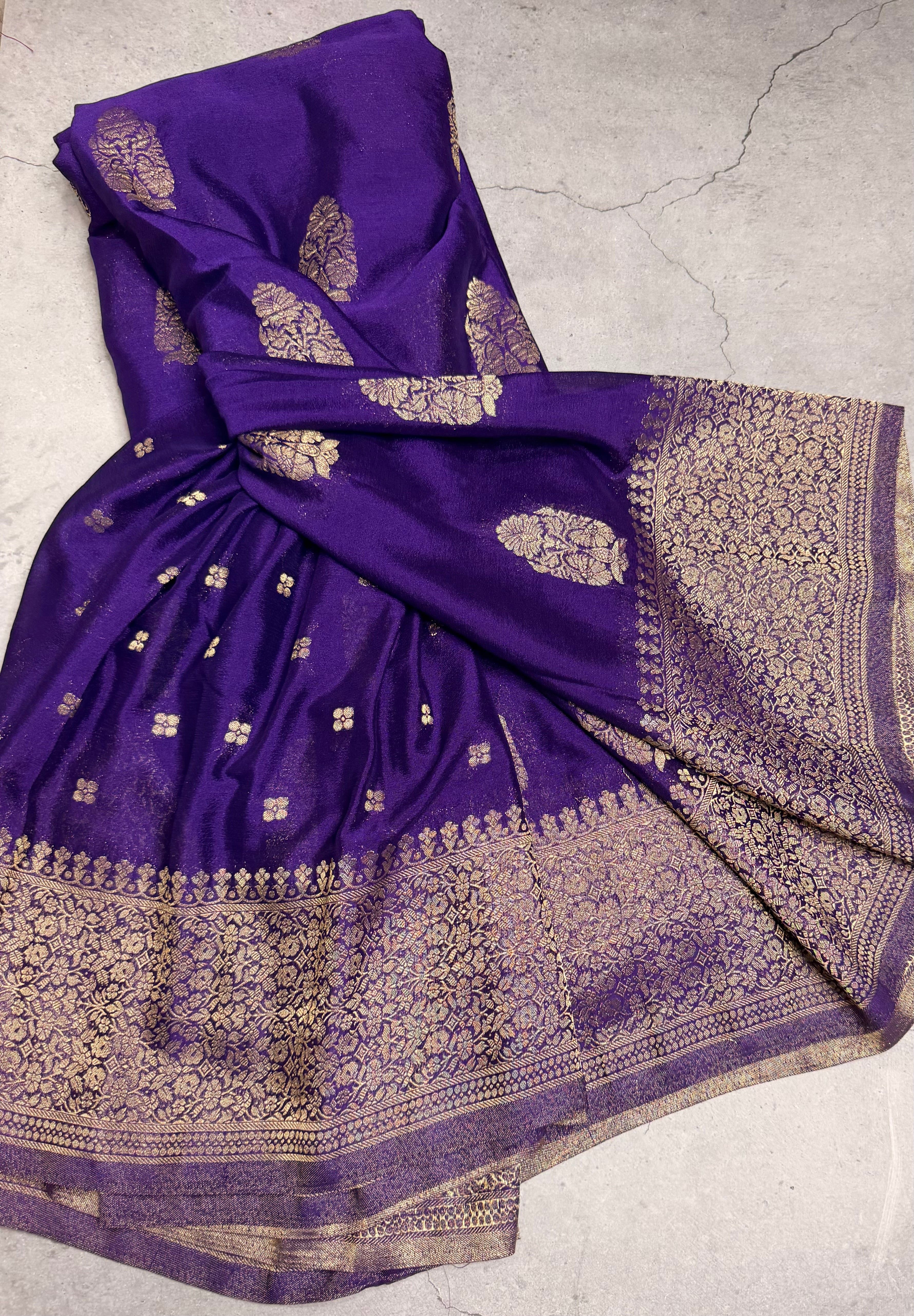 Purple big butta 107 designer soft crepe silk saree